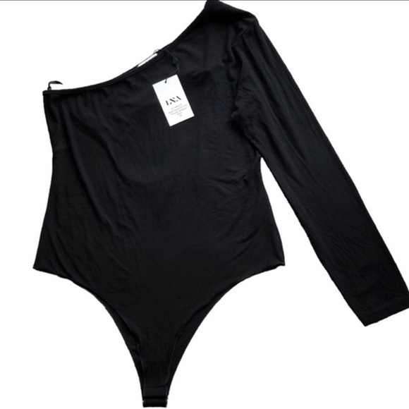 LNA Slade Heavy Rib One Shoulder Bodysuit Black Size 2X - Picture 9 of 9